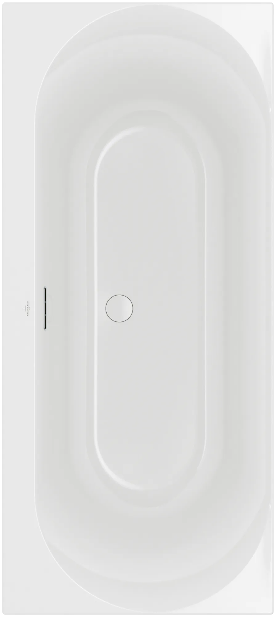 Villeroy & Boch Badewanne mit ovaler Innenform „Loop & Friends“ rechteck 170 × 75 cm, Mittelablauf in Weiß Alpin