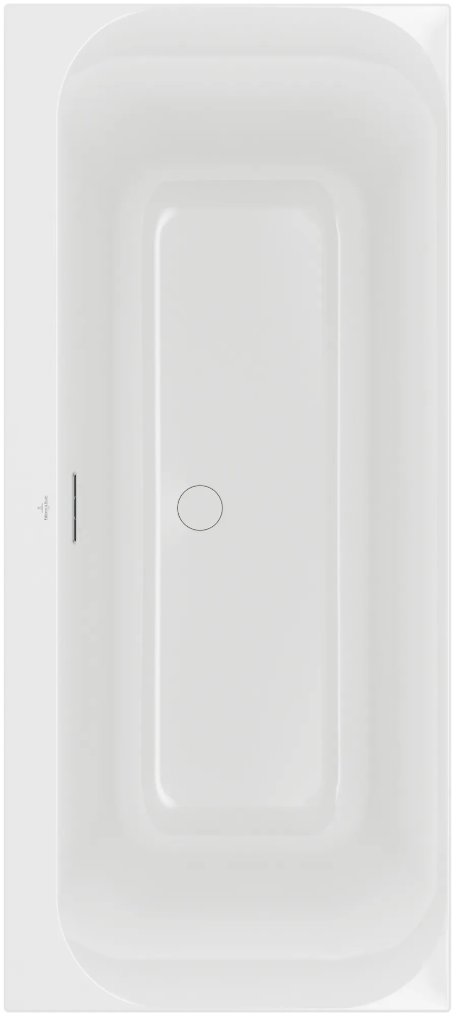 Villeroy & Boch Badewanne mit eckiger Innenform „Loop & Friends“ rechteck 170 × 75 cm, Mittelablauf in Weiß Alpin