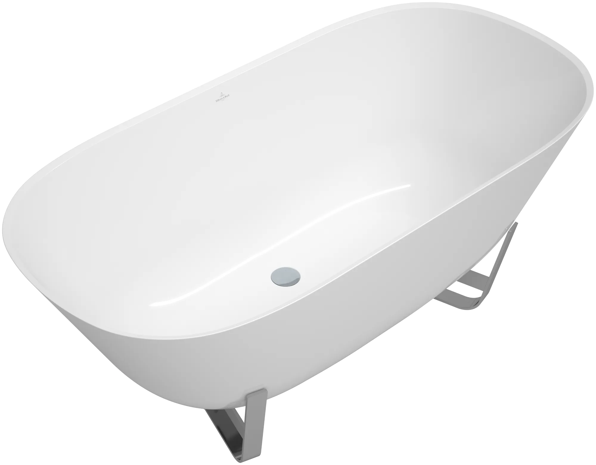 Villeroy & Boch Badewanne „Antheus“ freistehend oval 155 × 75 cm, Mittelablauf in Weiß Alpin