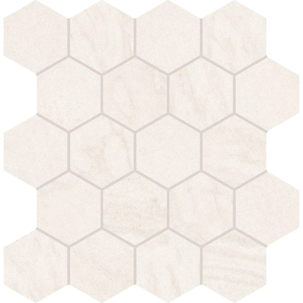 PROVENZA FLIESEN VARANA STONE MOSAIK HEXAGON WHITE SILKTECH 29,3X30