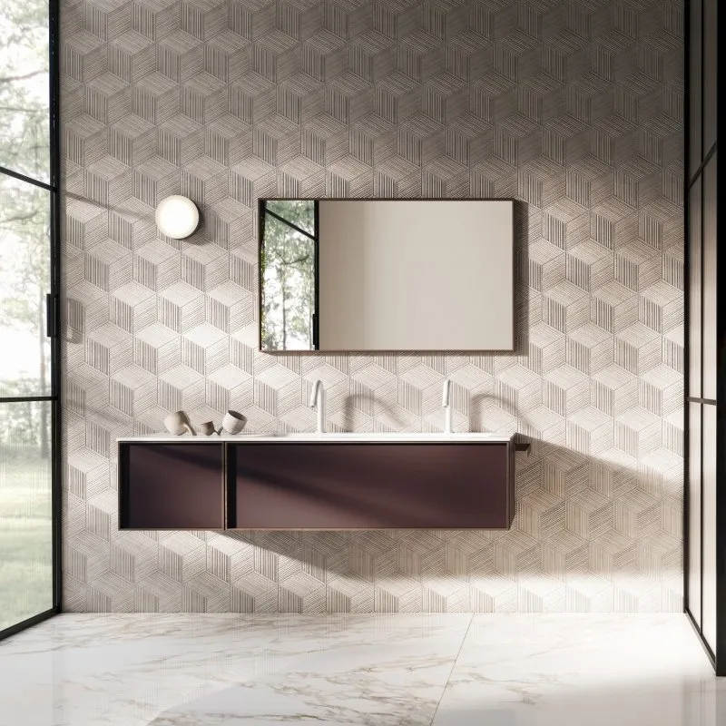 QUADRO WASCHTISCHUNTERSCHRANK MIT 1 SCHUBLADE, KONSOLENAUSZUG UND SPIEGEL