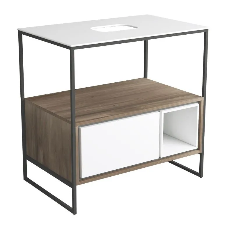 SIMAS FOLIO TRAGWERK MIT KERAMIKPLATTE WEISS GLÄNZEND 80X50 CM