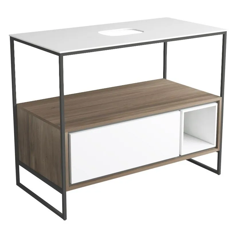 SIMAS FOLIO TRAGWERK MIT KERAMIKPLATTE WEISS GLÄNZEND 100X50 CM