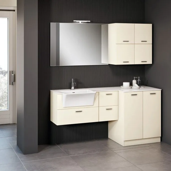 LAVANDERIA WASCHTISCHUNTERSCHRANK MIT 1 SCHUBLADE UND WASCHMASCHINENABDECKUNG