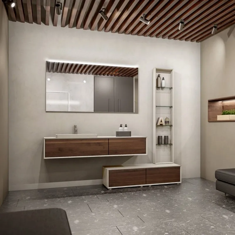 MASSELLO WASCHTISCH-WANDSCHRANK 1 SCHUBLADE MIT WASCHBECKEN UND SPIEGEL