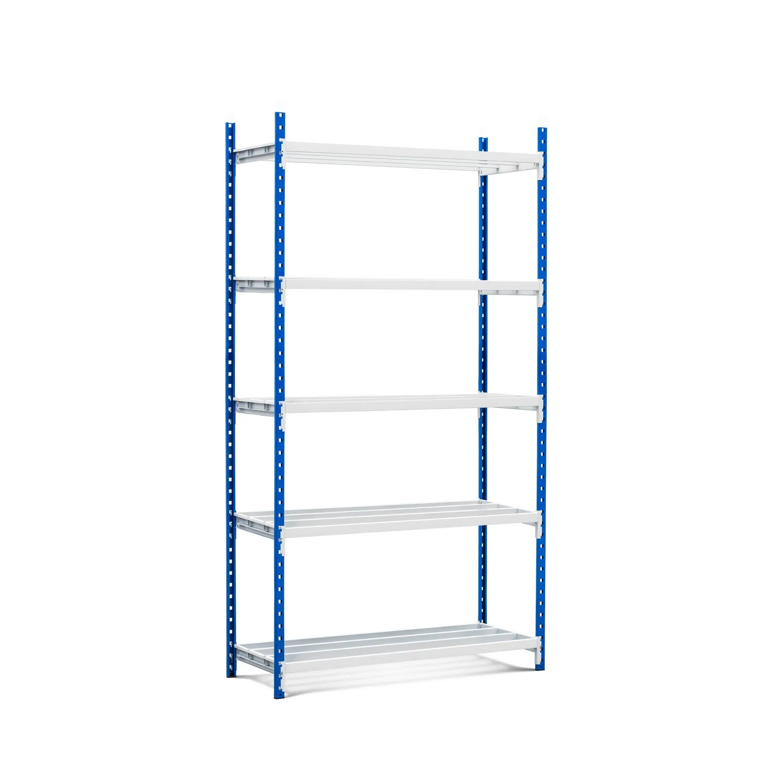 Fachbodenregal MAXIMUS Pro | Grundregal | HxBxT 300x125x120cm | 5 Ebenen | offener Fachboden | Fachlast 248kg | Lichtblau/Lichtgrau