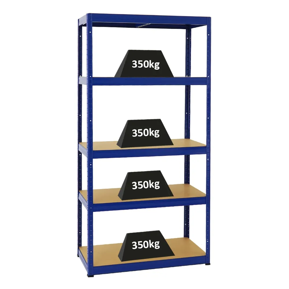 Schwerlastregal Slim Elephant S | HxBxT 180x90x45 cm | 5 Ebenen | Fachlast 350 kg | Blau