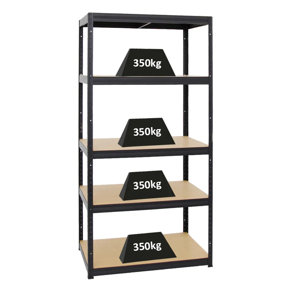 Schwerlastregal Slim Elephant M | HxBxT 180x90x60 cm | 5 Ebenen | Fachlast 350 kg | Schwarz