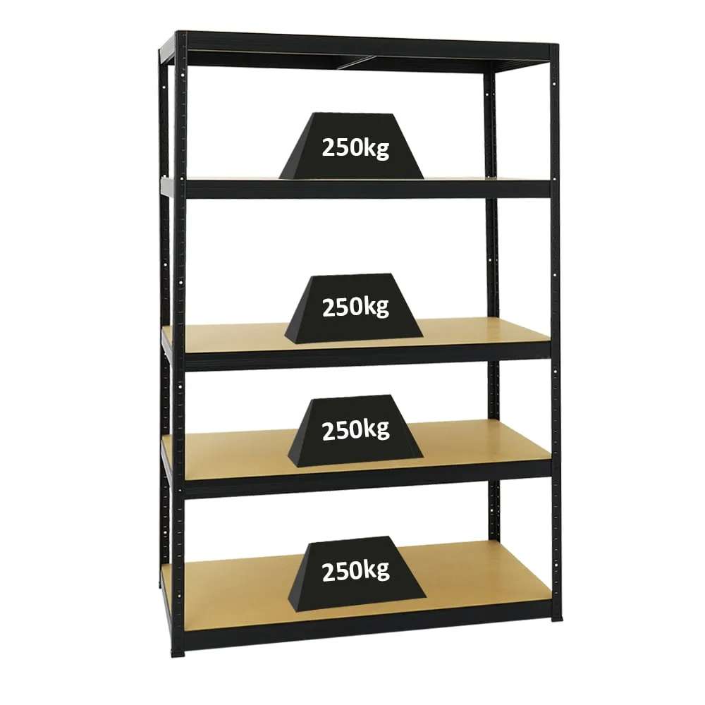 Schwerlastregal Big Elephant M | HxBxT 180x120x60 cm | Fachlast 250kg | Schwarz