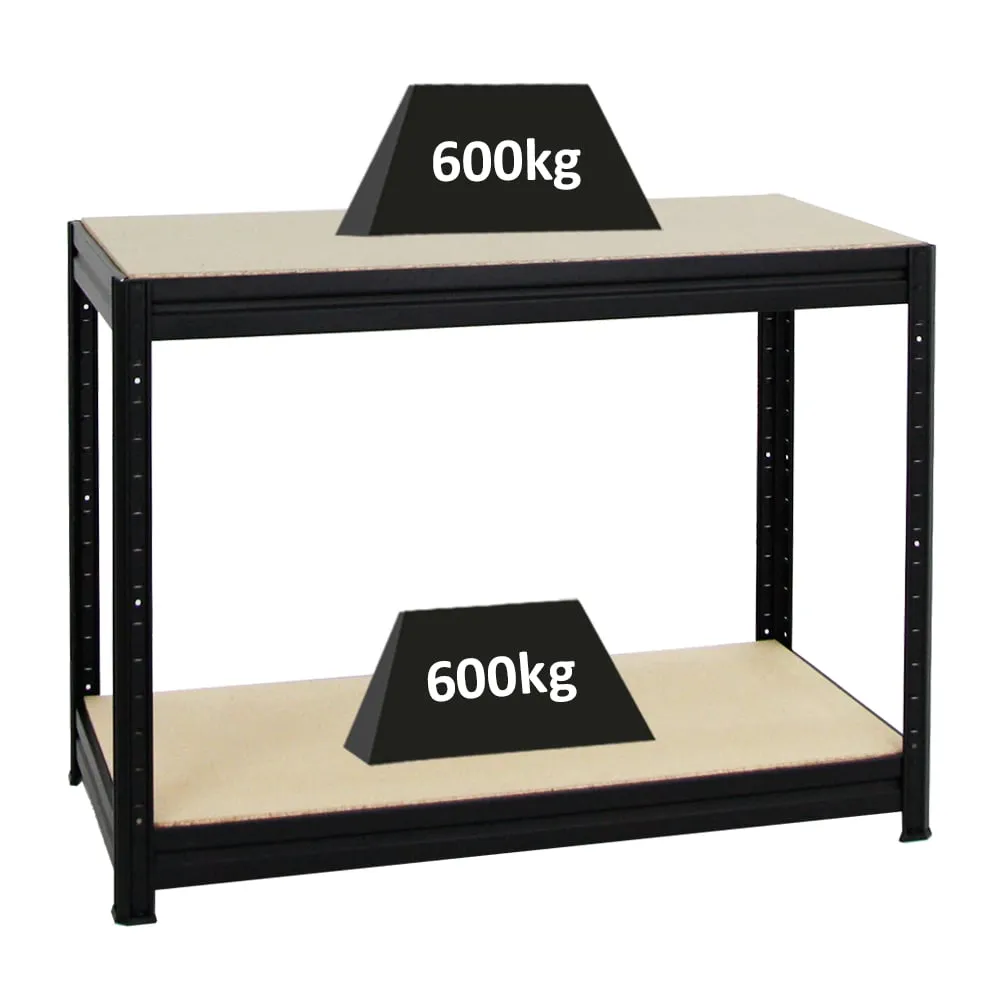 Höhenverstellbare Werkbank DINO | HxBxT 90x120x60cm | Traglast 600 kg | Schwarz