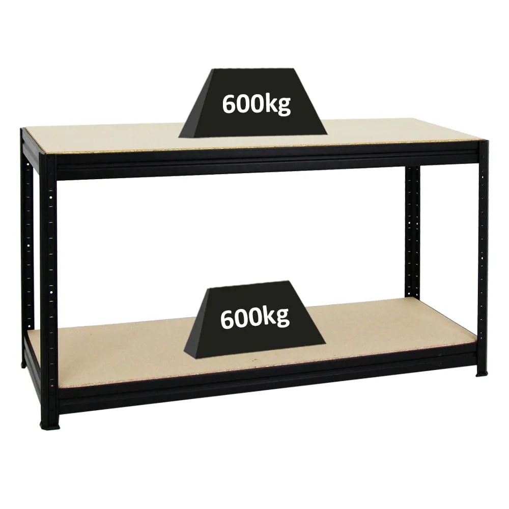 Höhenverstellbare Werkbank DINO | HxBxT 90x160x60cm | Traglast 600 kg | Schwarz