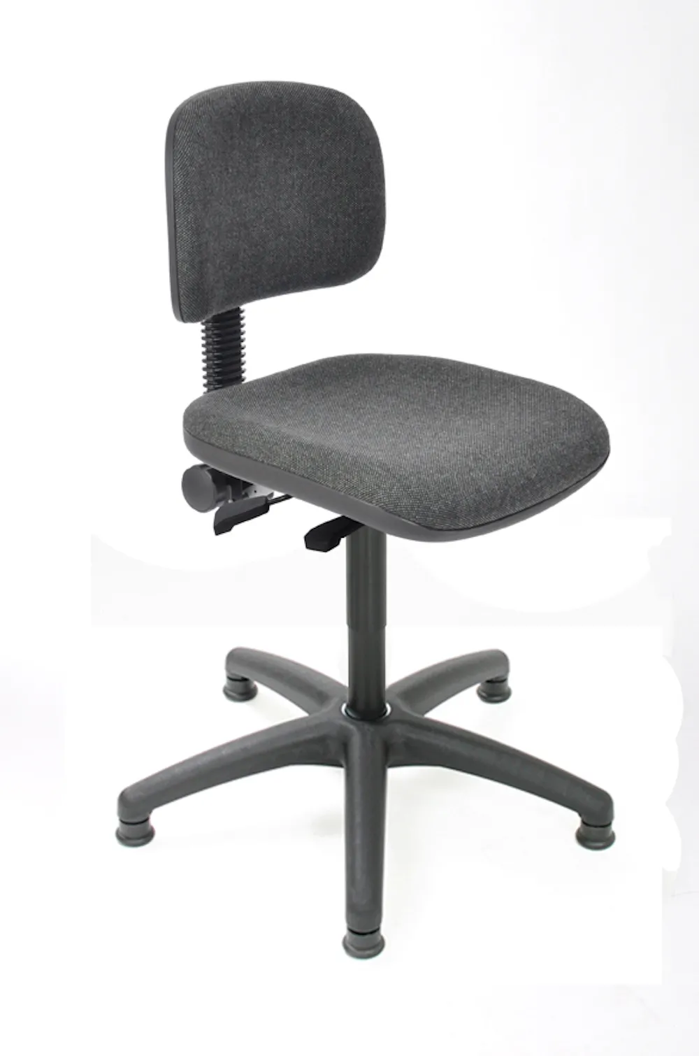 Arbeitsstuhl Arlington mit kleiner Rückenlehne & Sitzneigeverstellung | Sitzhöhe 45-64cm | Ø 61cm | Tragfähigkeit 110kg | Polstersitze | Kunststoff-Fußkreuz mit Gleiter | mit Asynchron-Mechanik | Anthrazit