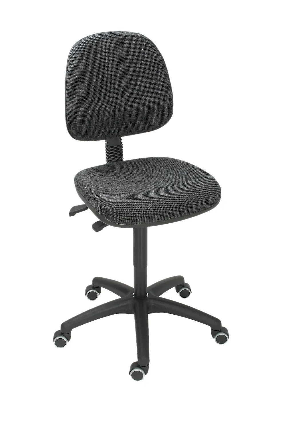 Arbeitsstuhl Arlington mit großer Rückenlehne & Sitzneigeverstellung | Sitzhöhe 47-66cm | Ø 63cm | Tragfähigkeit 110kg | Polstersitze | Kunststoff-Fußkreuz mit Doppelrollen | mit Asynchron-Mechanik | Anthrazit