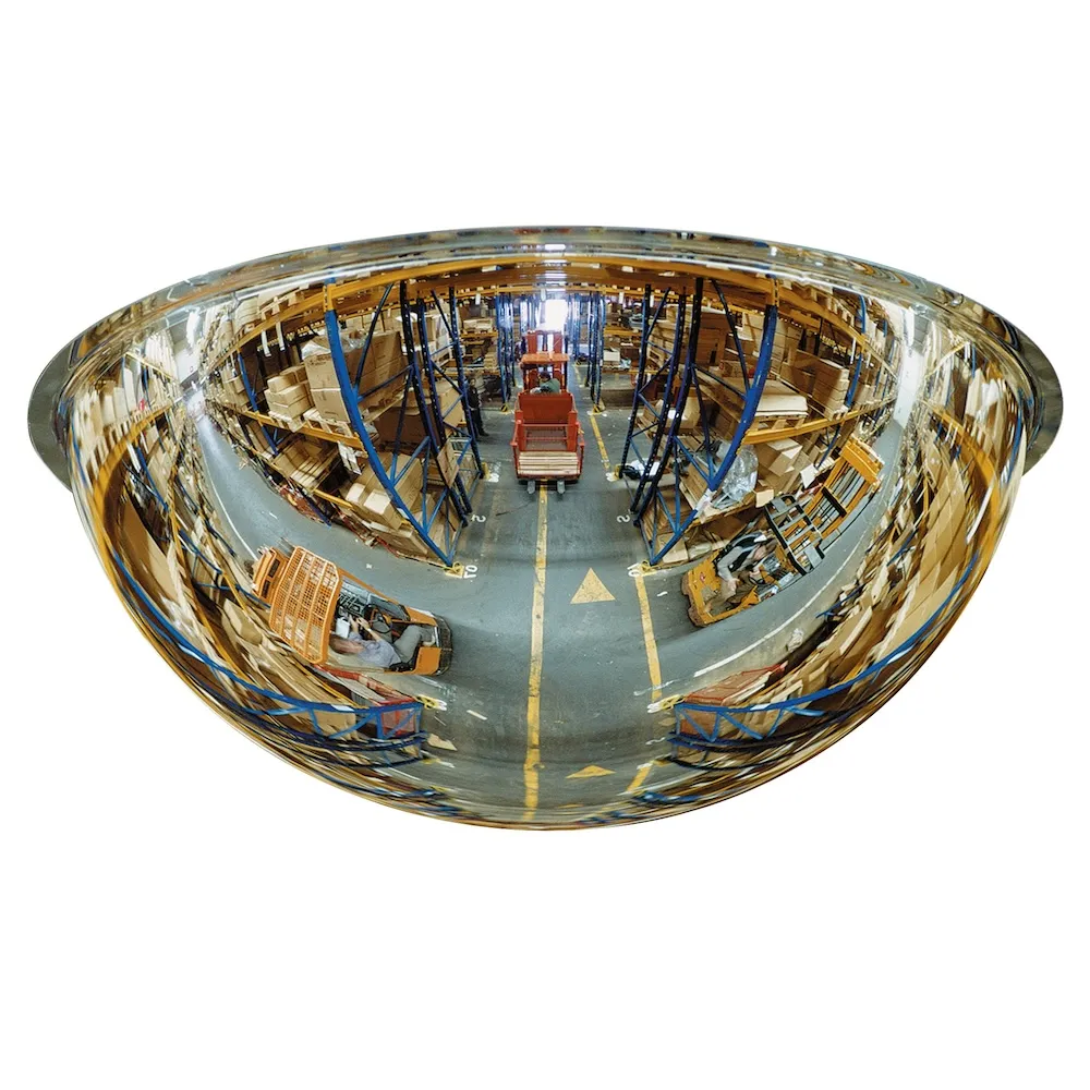 Vier-Wege-Bobachtungsspiegel mit 360° Blickwinkel aus Acrylglas | Kugelspiegel mit extremer Weitwinkel-Wirkung | HxBxT 80x80x30cm | Freihängend oder zum Aufdübeln an Flächen