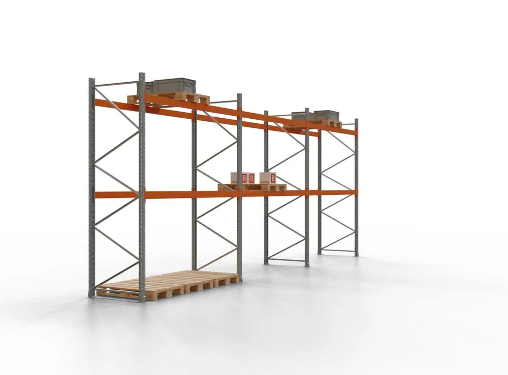 Palettenregal TAURUS | Medium | HxBxT 350x844x110cm | Fachlast 2000kg | 2 Ebenen