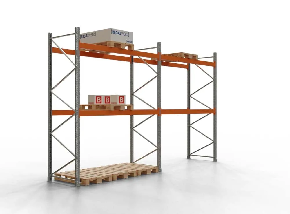Palettenregal TAURUS | Medium | HxBxT 350x565x110cm | Fachlast 3000kg | 2 Ebenen