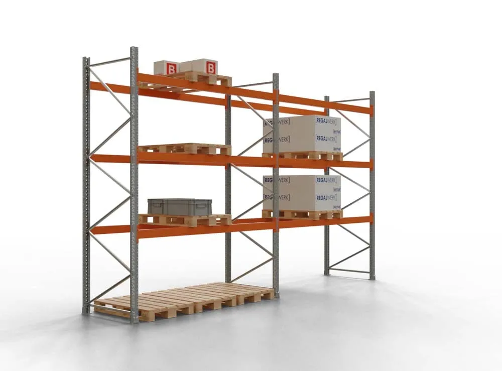 Palettenregal TAURUS | Medium | HxBxT 350x565x110cm | Fachlast 2000kg | 3 Ebenen