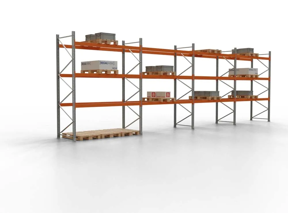 Palettenregal TAURUS | Medium | HxBxT 350x1123x110cm | Fachlast 2000kg | 3 Ebenen