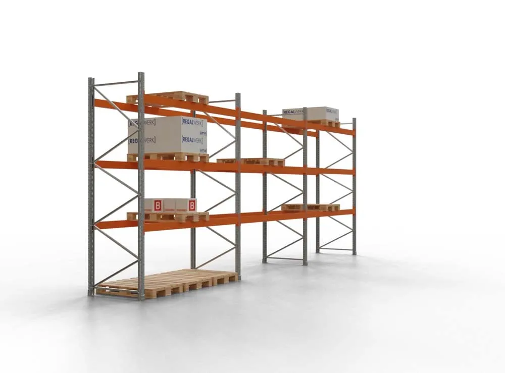 Palettenregal TAURUS | Medium | HxBxT 350x844x110cm | Fachlast 3000kg | 3 Ebenen