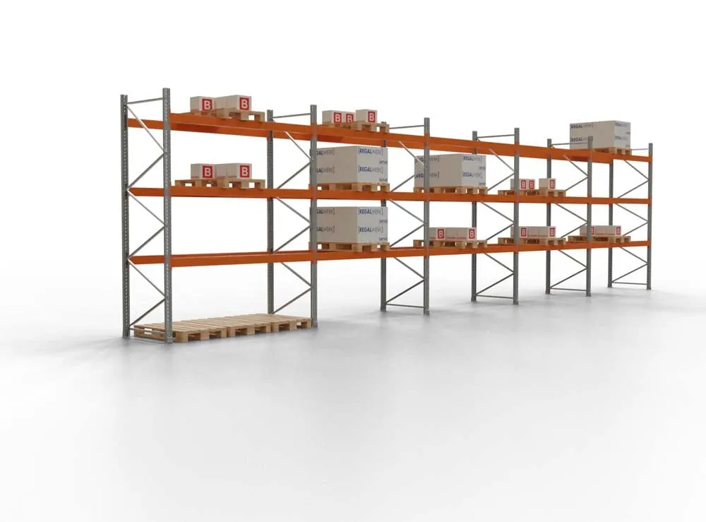 Palettenregal TAURUS | Medium | HxBxT 350x1410x110cm | Fachlast 3000kg | 3 Ebenen