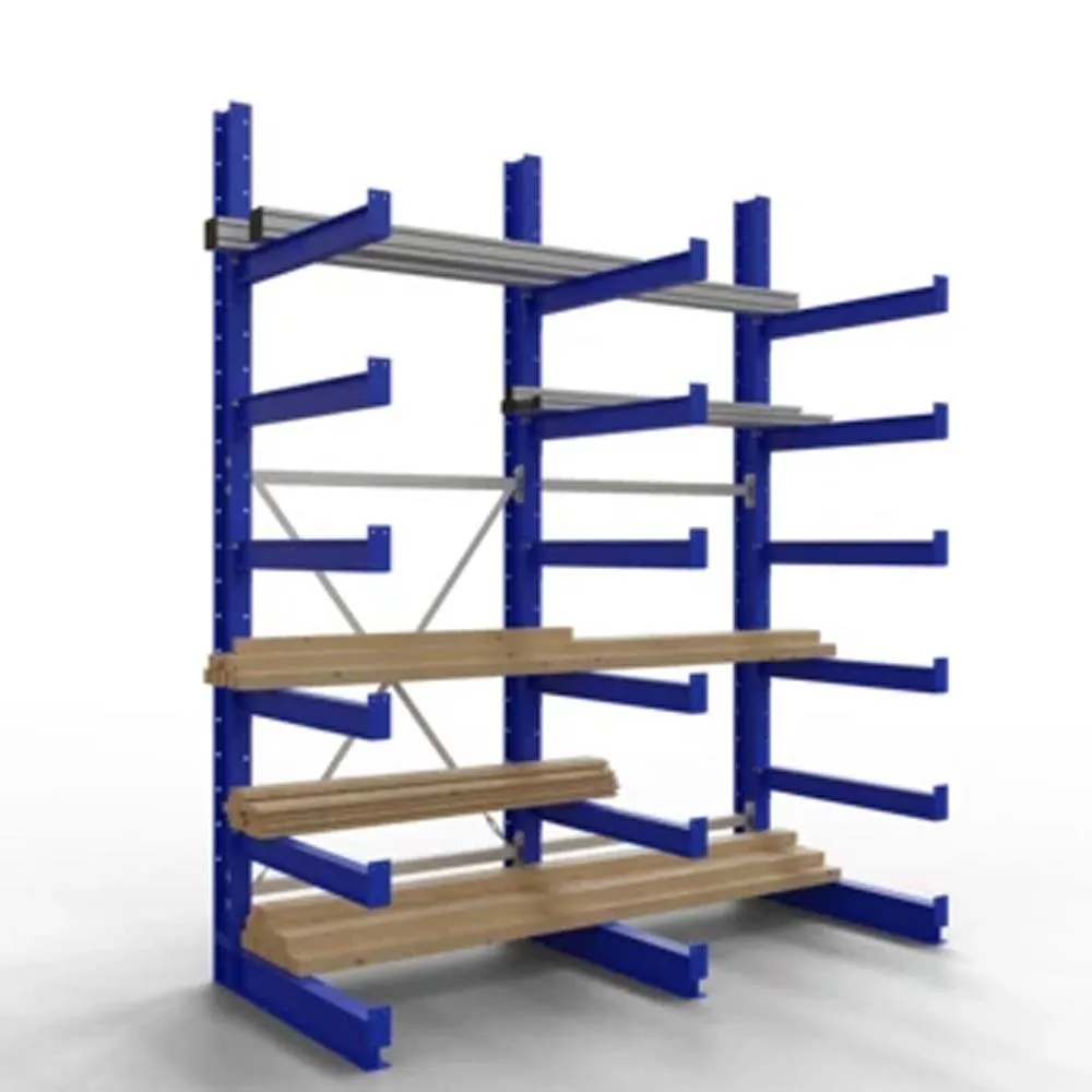 Kragarmregal einseitig TAURUS | frei verstellbare Kragarmen | HxBxT 250x206x80cm | 6 Ebenen inkl. Fußebene | Armlast 500kg | Enzianblau