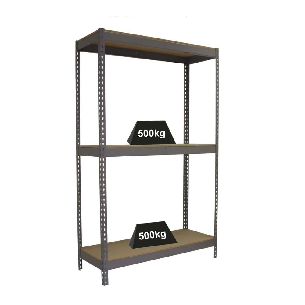 Schwerlastregal WOOD BEAST THREE | HxBxT 200x210x75cm | 3 Ebenen | Fachlast 500kg | Grau | Weitspannregal Werkstattregal Lagerregal Kellerregal Gargenregal