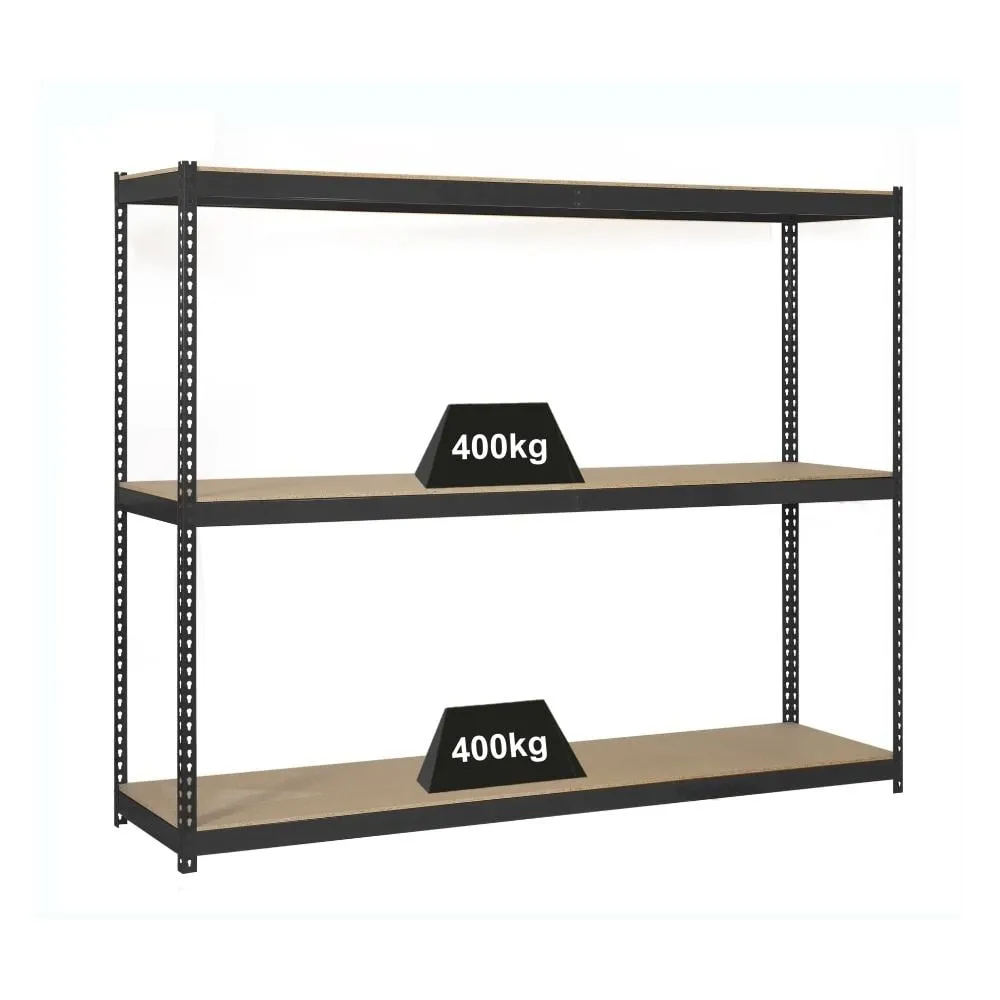 Schwerlastregal WOOD BEAST THREE | HxBxT 200x240x60cm | 3 Ebenen | Fachlast 400kg | Anthrazit | Weitspannregal Werkstattregal Lagerregal Kellerregal Gargenregal