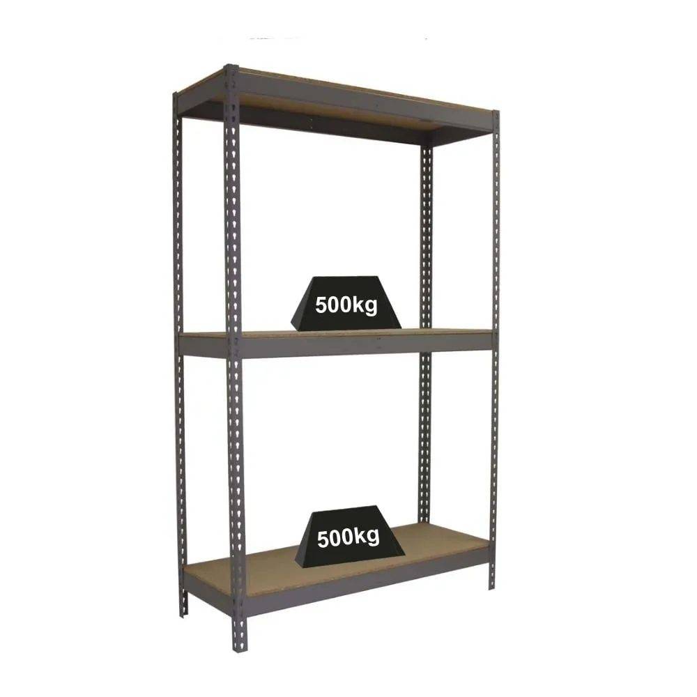 Schwerlastregal WOOD BEAST THREE | HxBxT 200x210x90cm | 3 Ebenen | Fachlast 500kg | Grau | Weitspannregal Werkstattregal Lagerregal Kellerregal Gargenregal