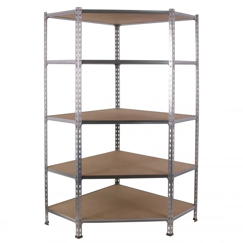 Eckregal MULI | HxBxT 180x90x30cm | 5 Fachböden | Fachlast 200kg | Verzinkt | Lagerregal Kellerregal Werkstattregal Metallregal Fachbodenregal Steckregal