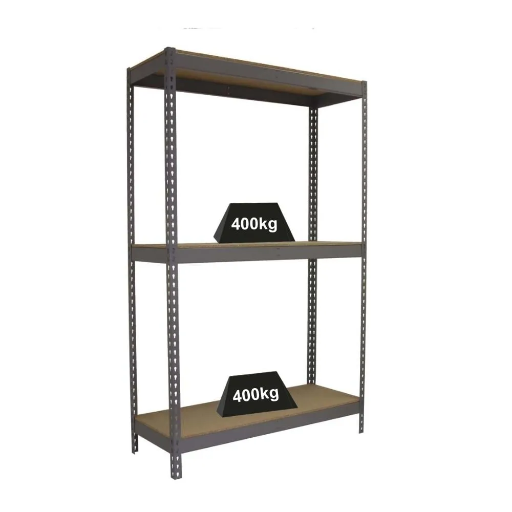 Schwerlastregal BIG WOOD YETI THREE | HxBxT 200x120x45cm | Fachlast 400kg | Grau