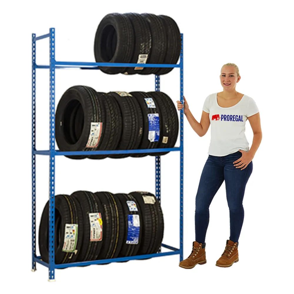 Reifenregal METAL SHARK NO.1 | HxBxT 200x90x40cm | 3 Ebenen | 12 Reifen | Blau