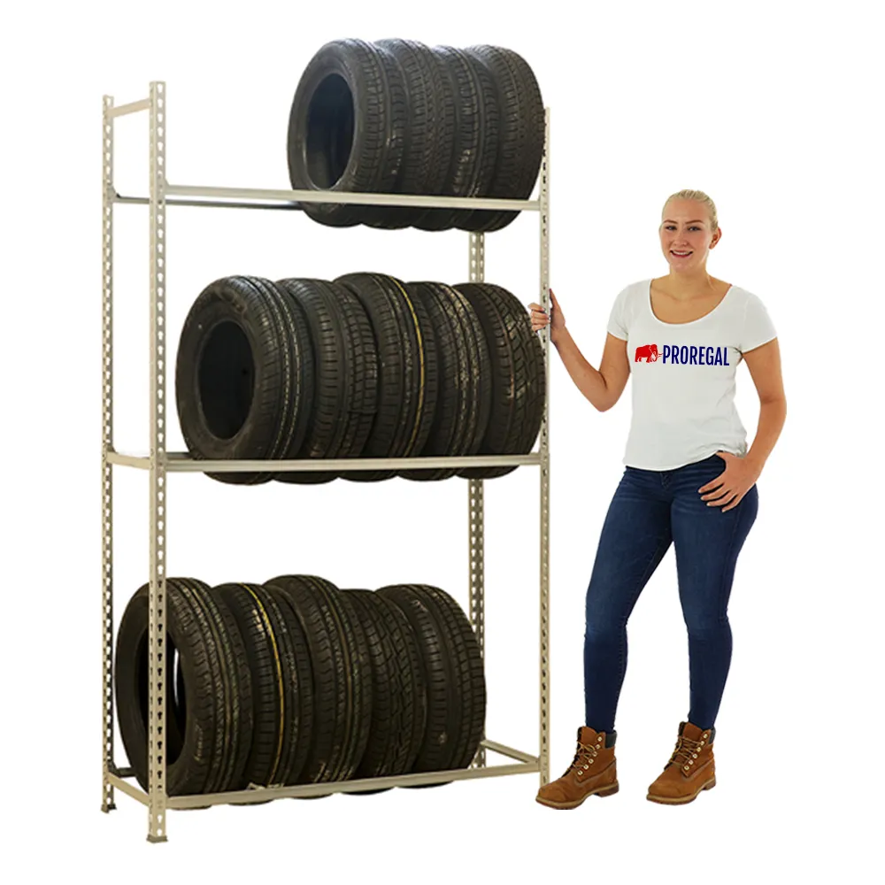 Reifenregal METAL SHARK NO.1 | HxBxT 200x90x40cm | 3 Ebenen | 12 Reifen | Verzinkt