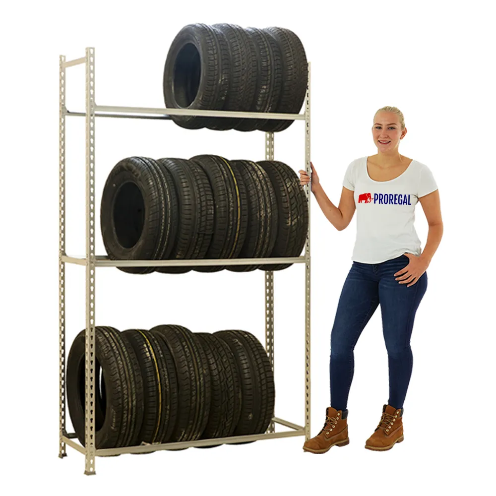 Reifenregal METAL SHARK NO.1 | HxBxT 200x100x40cm | 3 Ebenen | 12 Reifen | Verzinkt