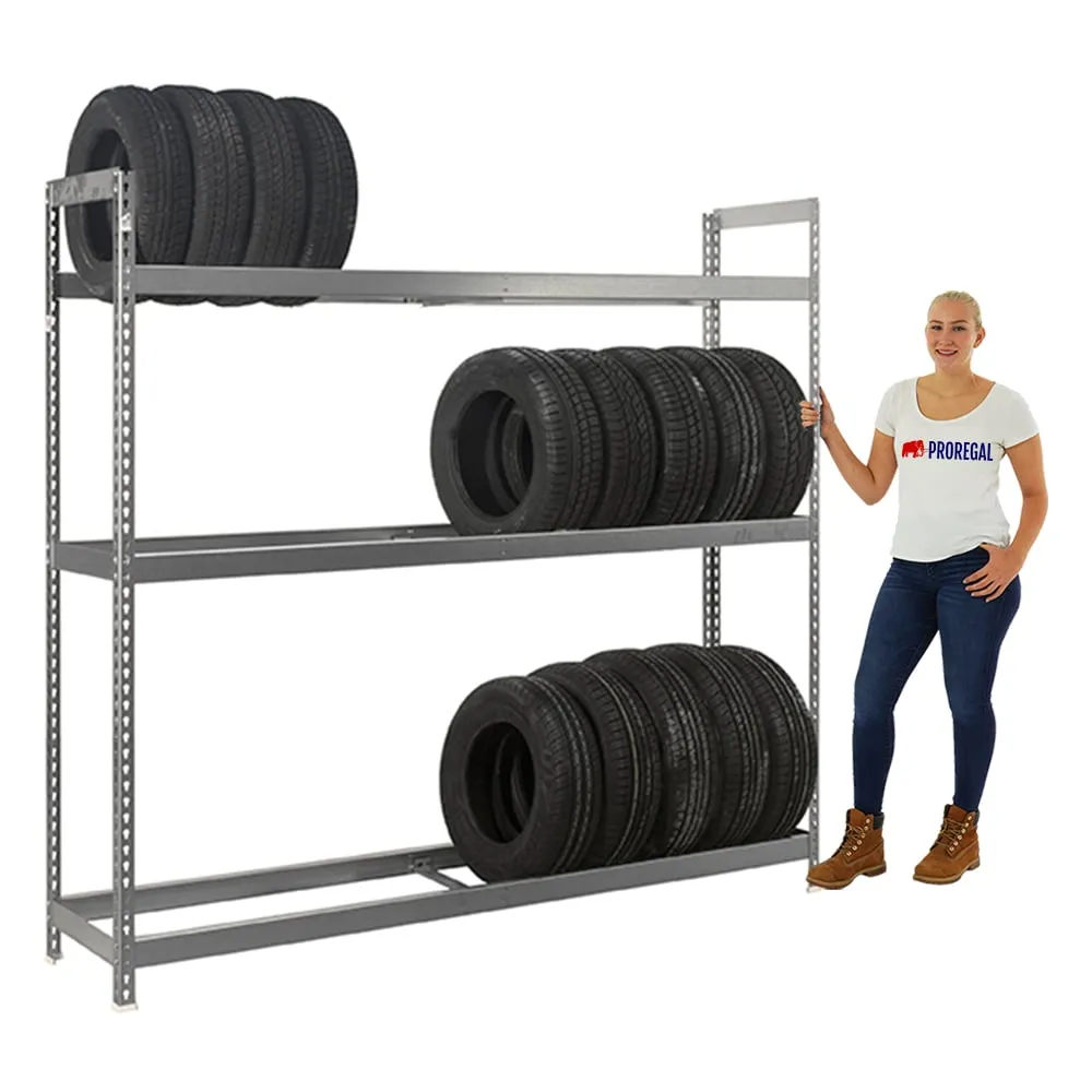 Reifenregal Big METAL SHARK NO.6 | HxBxT 200x150x45cm | 120kg Fachlast | bis zu 18 Reifen auf 3 Ebenen | Verzinkt