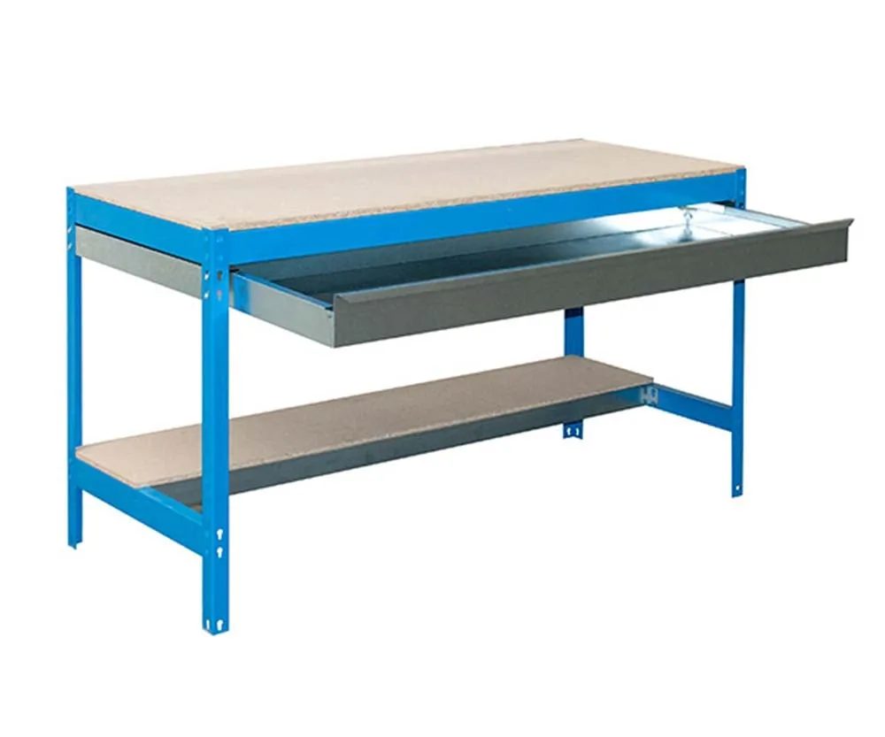 Werkbank BUFFALO mit Schubfach | HxBxT 84x150x76cm | Traglast 600kg | Blau