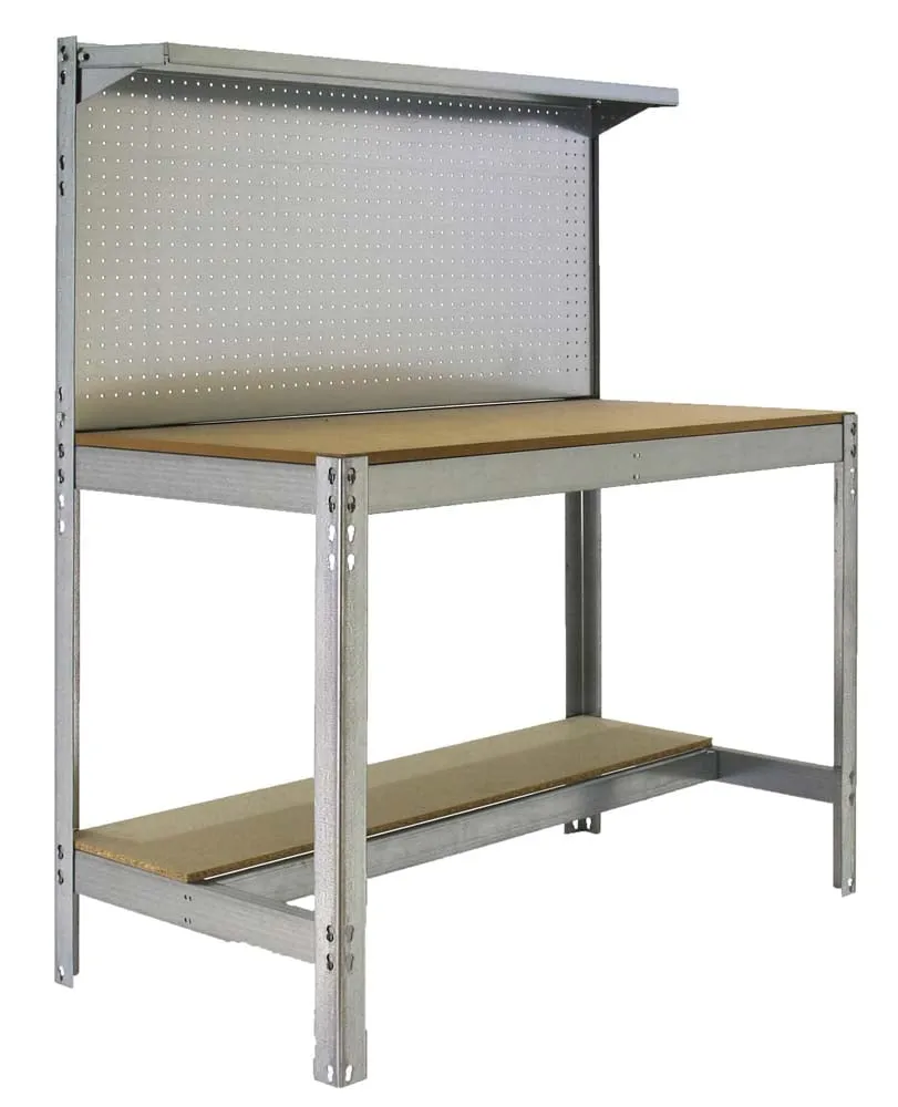 Werkbank BUFFALO mit Werkzeugwand und Ablage | HxBxT 84x120x61cm | Traglast 600kg | Verzinkt