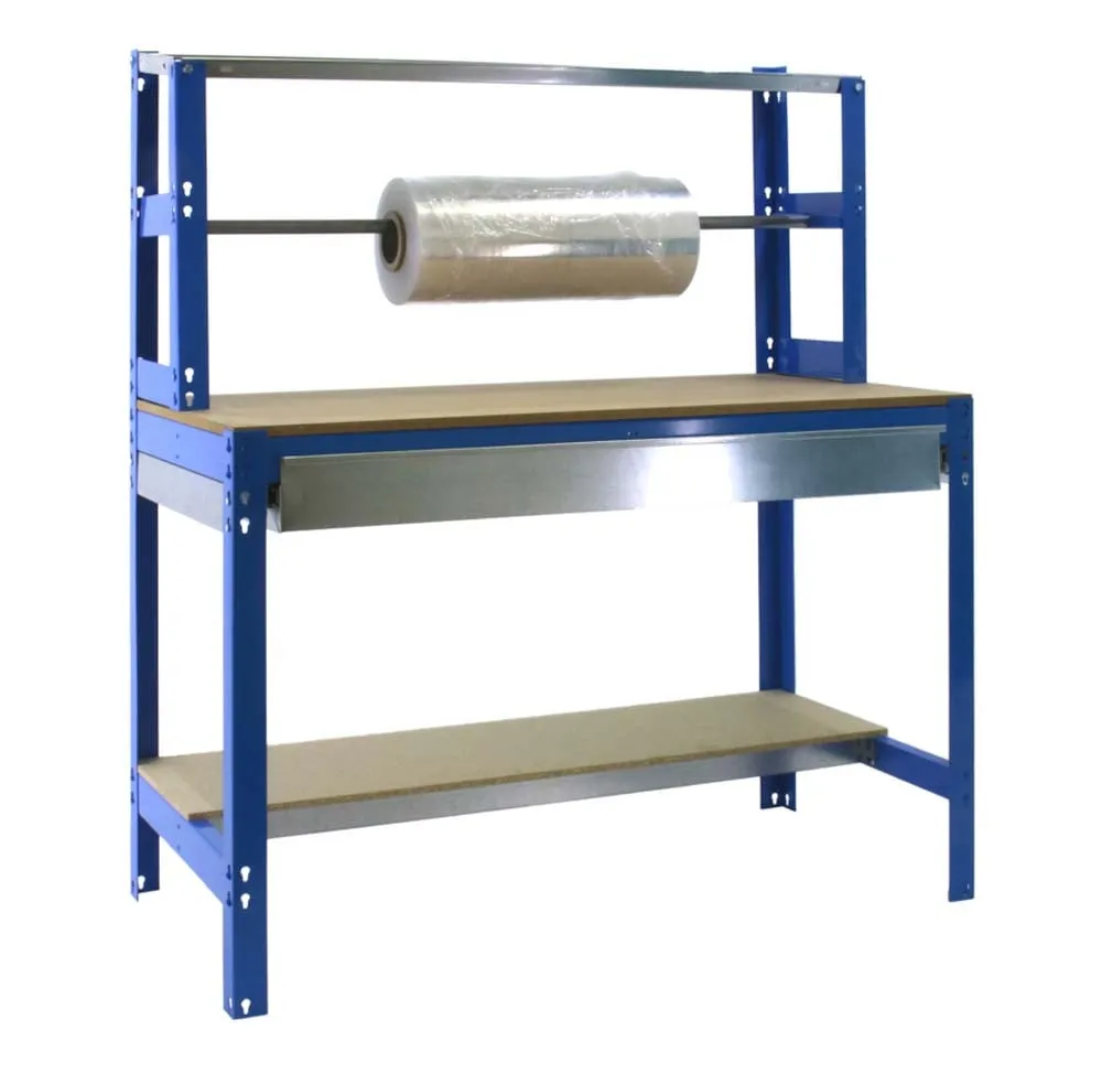 Packtisch BUFFALO mit Schubfach | HxBxT 84x120x76cm | Traglast 600kg | Blau