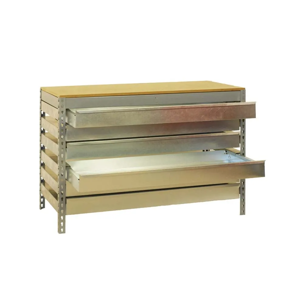 Werkbank BUFFALO mit Schubfächern | HxBxT 84x150x76cm | Traglast 600kg | Grau