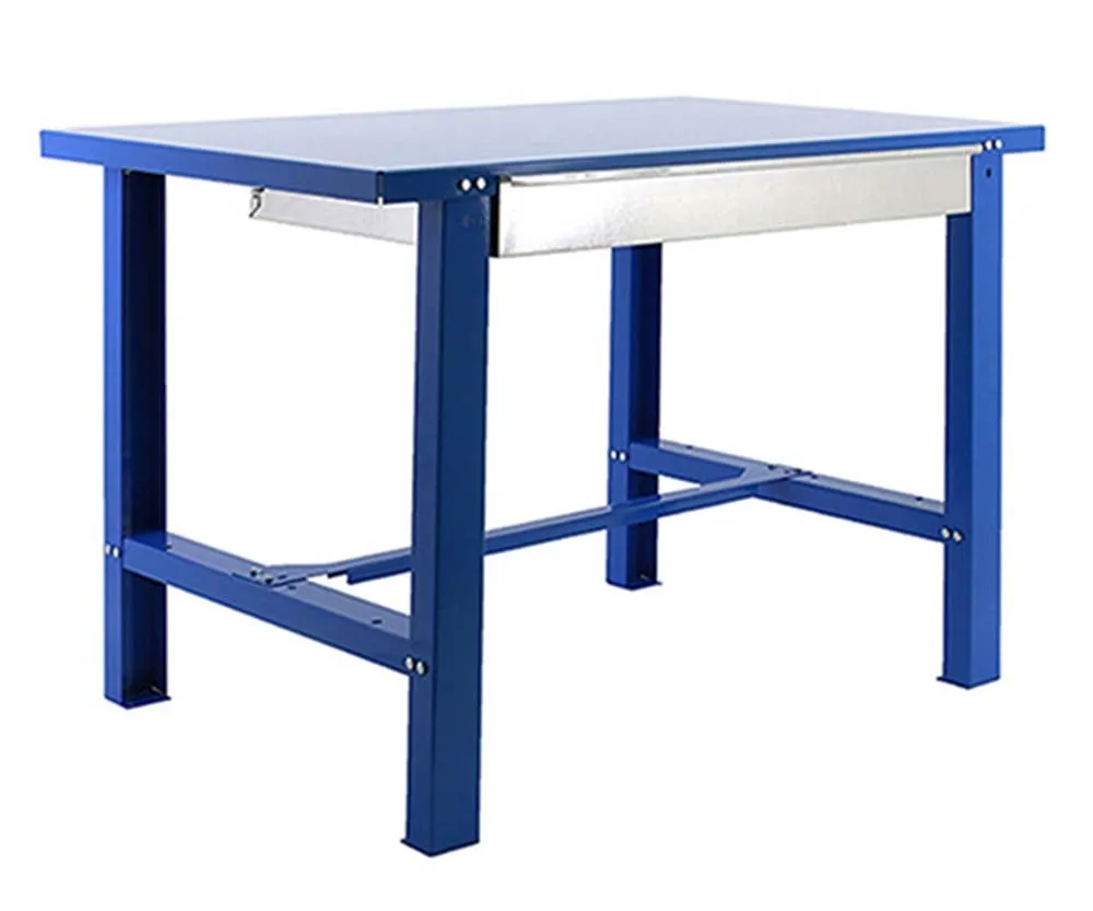Werkbank BUFFALO METAL mit Schublade | HxBxT 83x180x73cm | Traglast 600kg | Blau