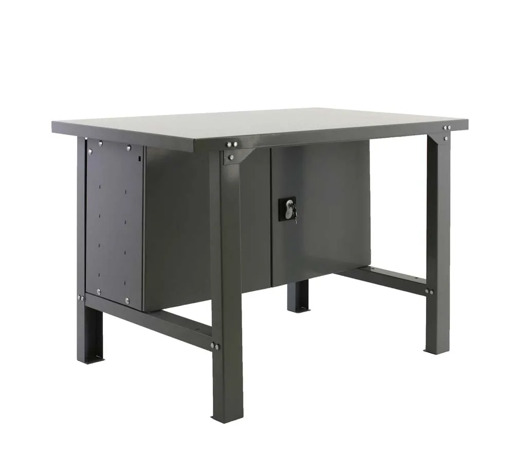 Werkbank BUFFALO METAL mit Schrank | HxBxT 83x180x73cm | Traglast 600kg | Grau