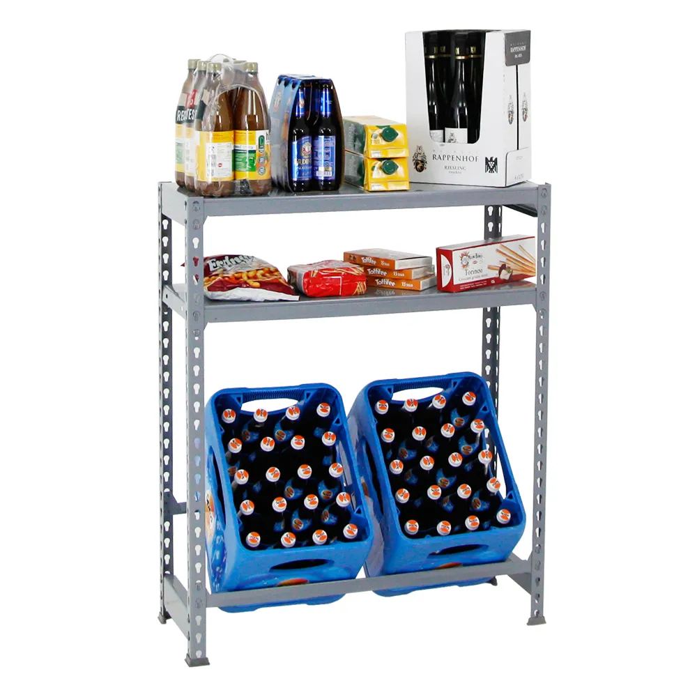 Getränkekistenregal CAMEL mit Ablagefläche | HxBxT 100x80x30cm | Grau