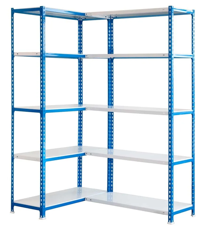 Eckregal METAL SHARK | HxBxT 180x90x30cm | Fachlast 80kg | Blau