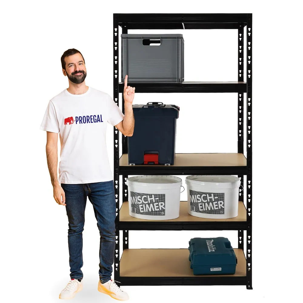 Kellerregal Fast Tiger | HxBxT 180x90x60 cm |  Fachlast 265kg | Schwarz