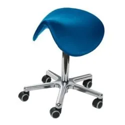 Sattelhocker Lexington mit Sitzneige | Sitzhöhe 53-72cm | Ø 61cm | Tragfähigkeit 110kg | Kunstleder-Sitz | Aluminium-Fußkreuz mit Rollen | Atollblau