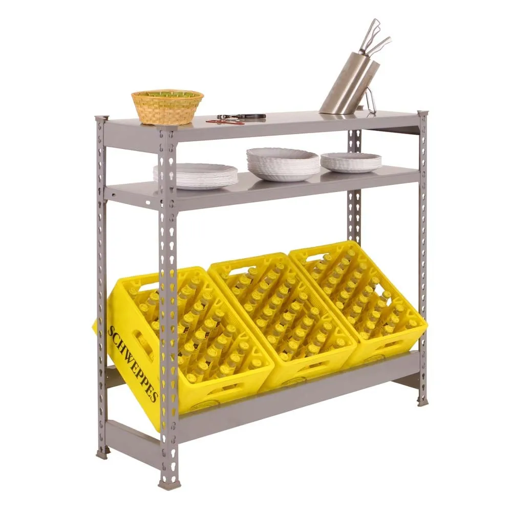 Getränkekistenregal CAMEL mit Ablagefläche | HxBxT 100x100x30cm | Grau