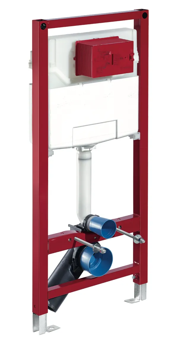 WC-Modul MONTUS, Typ C 120, mit Wandhalterungs-Set MONTUS (120 - 170 mm), WC-Schallschutz-Matte, PE-Ablaufbogen Ø 90 / 90 mm, B 50 cm x H 115 cm, Rahmen pulverbeschichtet