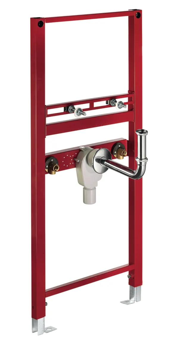 Waschtisch-Modul MONTUS, für Ständerwand- oder Vorwandmontage. Für wandhängende, barrierefreie Waschtische, B 50 cm x H 115 cm, Rahmen pulverbeschichtet