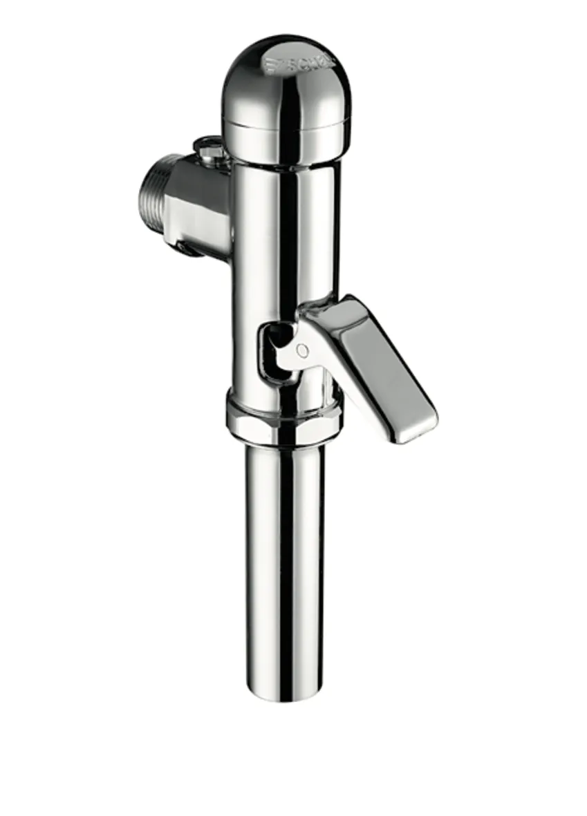 Aufputz-WC-Druckspüler OMAT, DN 20, Aufputz-WC-Druckspüler, Betätigungshebel aus Messing, Spülstrom: 1,0 - 1,3 l/s, einstellbar: 6,0 - 14,0 l, DN 20 G 3/4 AG, Anschluss Spülrohr: Ø 26 mm, chrom