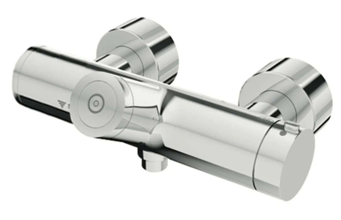 Aufputz-Duscharmatur VITUS VD-C-T / u, Mischwasser, Thermostat, Elektronisch, Selbstschluss, Batteriefach, 2x DN 15 G 1/2 AG, DN 15 G 1/2 AG (unten), chrom