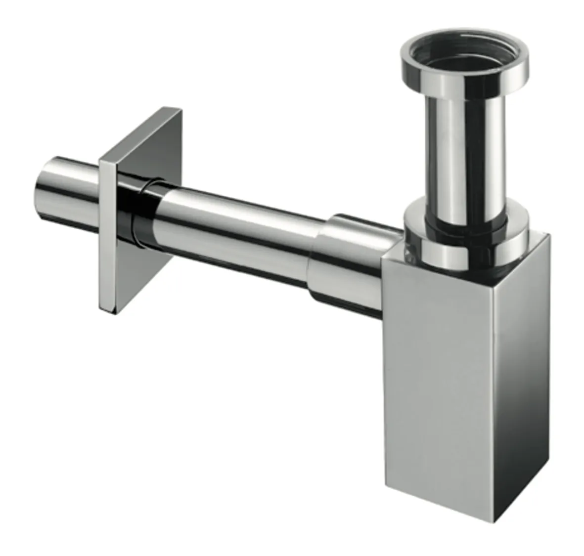 Design-Siphon QUAD, Messingrosette mit Gleitring, G 1 1/4 IG, Ø 32 mm, chrom